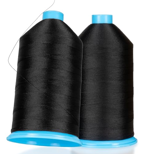 ~ TEX 70 Nylon Thread ~ Size B69 ~ Bonded Finish ~ 6000 Yards ~ Industrial Strength ~ Ideal for Upholstery, Leather, and Heavy Duty Sewing Projects ~ 2 Pack ~ Black - color: Black., size: 2 Pack