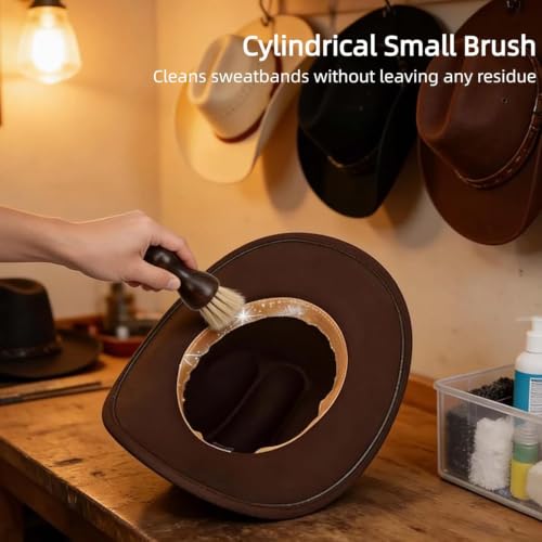 5 Pcs Felt Cowboy Hat Cleaning Brush Set, Horsehair Clothes Shoe Brush Kit