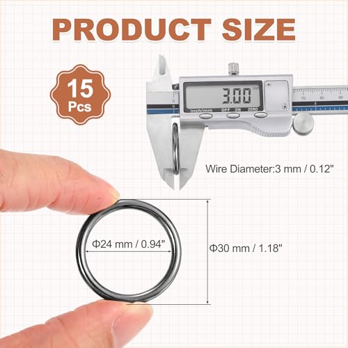 15 Pcs Zinc Alloy O Rings Multi-Purpose O-Ring Welded Buckle Loop Ring (1" ID x 0.12" Thick, Gunmetal), Wire for Crafts Macrame Buckle Belts Sewing Decoration - color: Gunmetal, size: 1" x 0.12"