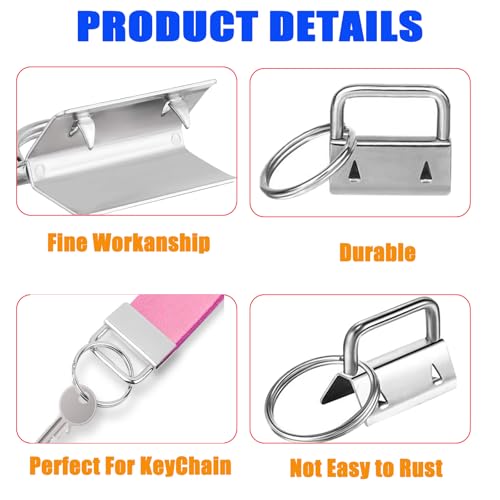 OFCOX Key Fob Hardware Set 50pcs 1 inch with Installation Pliers Tool for Wristlet Keychain Key Lanyard Making Supplies for Purse Straps Crafting DIY