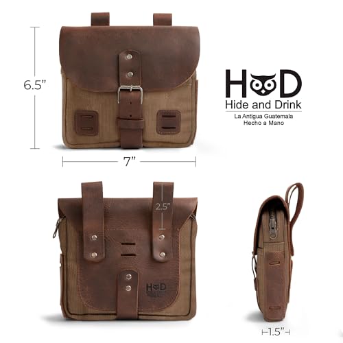 Hide & Drink, Survival Camping Pouch, Belt Loop, Rustic and Handy Tool Bag, Weather Resistant Outdoor Accessories, Traveling Essentials, Waxed Canvas, Handmade - color: Fatigue