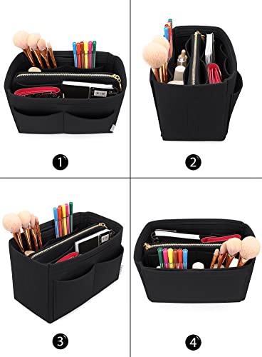 LEXSION Felt Purse Organizer Insert, Tote Bag Shaper Dividers with 5 Sizes - color: Black, size: Large