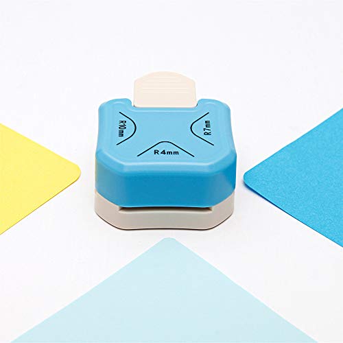 QIQQIKIN Paper Corner Rounder 3 in 1 （R4mm+R7mm+R10mm）， Punches for Crafts， Cutter ，Envelope Punch Board ，Hole Puncher， Laminate, DIY Projects, Photo Cutter,Card Making Scrapbooking and Journaling - color: Blue R4+R7+R10