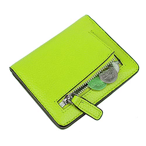 Small Leather Wallet for Women, Ladies Credit Card Holder RFID Blocking Women's Mini Bifold Pocket Purse - color: Light Green Rfid Blocking