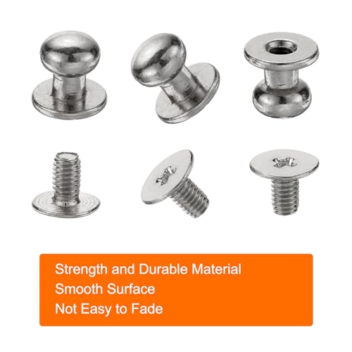 HARFINGTON 30 Sets Round Head Button Studs Screw 7mm Alloy Leather Rivets with Hollow Punch Screwdriver for Repair and Decorate Fabric Clothing Shoes Bags DIY, Silvery White - color: Silvery White, size: 7mm