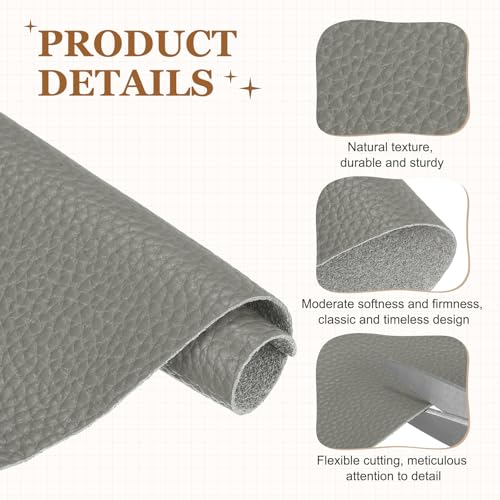 MECCANIXITY Top Grain Leather Sheet 11.8 x 7.9 Inch Natural Cow Leather 0.8mm Fabric Pieces for DIY Craft Furniture Office Belts Notebook Covers, Gray - color: Gray, size: 0.8mm