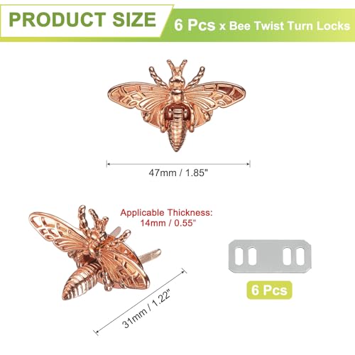 uxcell Bee Turn Lock Clasp, Zinc Alloy Closures Lock Fasteners Purse Twist Clip Clasp for Handbag Leather Bag Making - color: Rose Gold