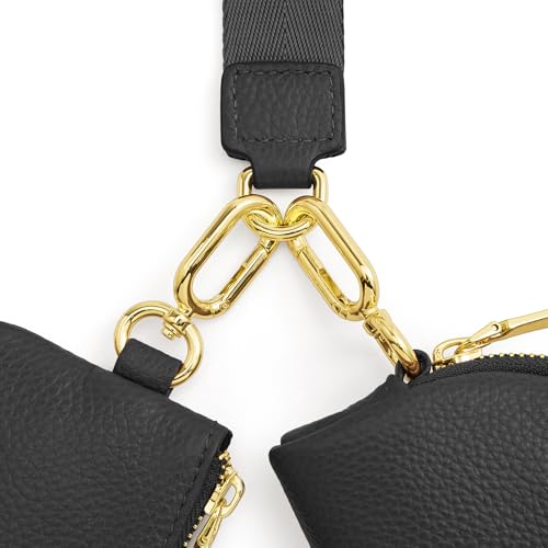 Kattee Mini Leather Wristlet Wallets for Women, RFID Blocking Wallet Women, Dual Pouch Keychain Coin Purse Change Pouch - color: Black