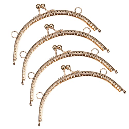 uxcell 4pcs Metal Purse Frame, 6" Kiss Lock Clasp Frame Rectangle Embossed Clutch Frame Handles for Coin Purse Sewing Bag Making DIY Leather Craft, Gold - color: Gold, size: 6"