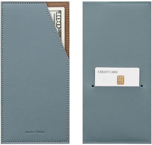 PU Leather Card & Cash Envelope for Travel and Budgeting Fog Blue | Reusable Money Holder, Stylish Leather Money Envelope - color: Fog Blue
