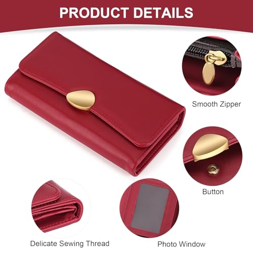 Wallet for Women PU Leather Trifold Wallet Large Capacity Clutch Card Holder Purse