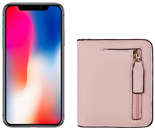 Toughergun Women’s Small Slim Leather Wallet with RFID Protection, Compact Bifold Mini Purse with Clear ID Window - color: 08 ReNapa Pink Champagne
