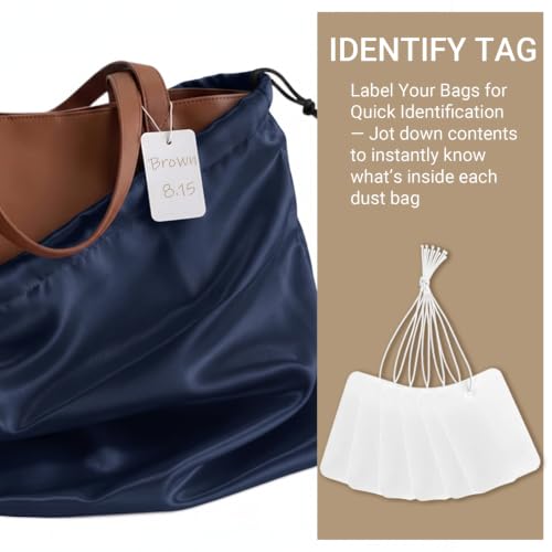 Q&J Fabric Co. 6 Pack Satin Dust Bag 15.7x19.7 inch Navy Blue 100% Polyester Silk Bag Purse Dust Bag Shoe Bags for Closet Purse Protector Bag Dust Covers for Purses - color: Navy Blue, size: 15.7"x19.7"