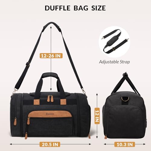 Canvas Duffle Bag 50L Expandable Travel Weekender Bags, Dark Grey | Travel Duffel Bags for Men Women, Weekender Overnight Bag with Shoes Compartment, for Travel, Camp, Gym, Business - color: Dark Grey