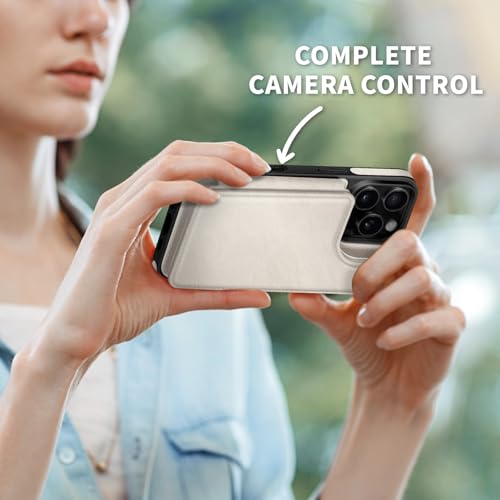 DJDUCK Designed for iPhone 16 Pro Max Case Wallet with Card Holder, [Magnetic Clasp Cover] [RFID Blocking Leather Protection] Shockproof Women Men Cases 6.9 Inch for Apple 16 Pro Max White - color: Creamy-White
