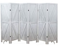 Premium Home 6-Panel Room Divider – Rustic White Barn Door, K Pattern Folding Privacy Screen, Partition Wall - color: Rustic White - K Pattern - 6 Panel