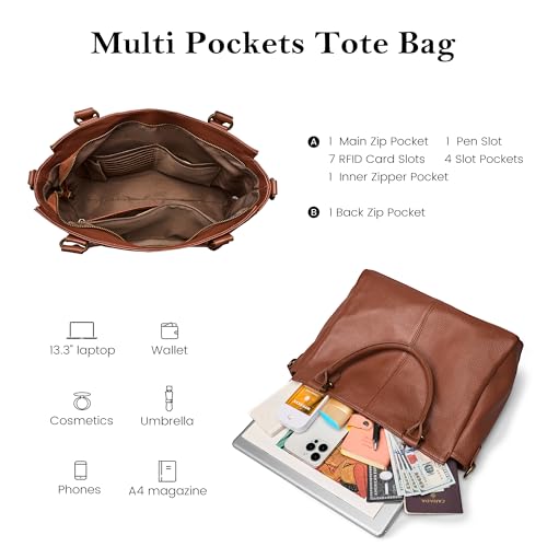 befen Soft Genuine Leather Purses for Women Medium Tote Satchel Handbags | Real Leather, Crossobody Strap, RFID Blocking, Card Slots, Multi-Pocket, Top Handle
