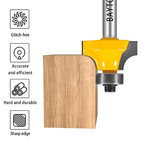 BAYTORY 4Pcs 1/4 inch Shank Round Over Edging Router Bit Set, Corner Rounding Edge-Forming Bit Set-1/8, 3/16", 1/4", 5/16", Woodworking Milling Cutter Tools