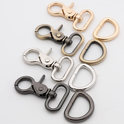 Trigger Snaps with D Rings, 6 Sets Hook Clasps Oval Swivel Trigger Clips Hooks Clips Snap for Straps Bags Belting Leathercraft (Gold,1 1/4") - color: Gold, size: 1 1/4"