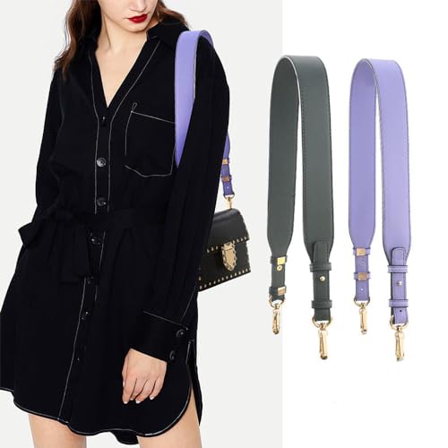 Purse Strap-Replacement Faux Leather Crossbody Bag-Strap Replacement Shoulder Adjustable Handbag-Strap with Metal Hook Grey - color: Grey, size: Gold Clasp