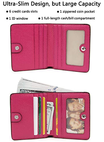Small Leather Wallet for Women, Ladies Credit Card Holder RFID Blocking Women's Mini Bifold Pocket Purse - color: Purple Rfid Blocking