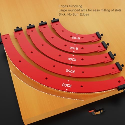 Jiawu Radius Jig Router Templates, Set of 5 (R100 R150 R200 R250 R300), Aluminum Alloy Corner Rounding Jig for Router, Woodworking Corner Radius Template for Cabinet, Wardrobe, Furniture, Door