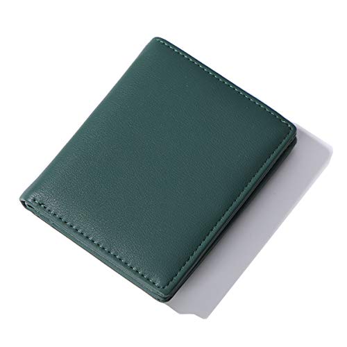 Women Wallets Small Bifold Leather Pocket Wallet Ladies Mini Short Purse - color: Dark Green
