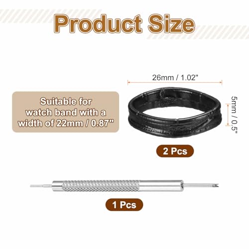 HARFINGTON Leather Watch Band Loops Replacement Watch Band Keeper Watch Strap Holder Retainer Wristwatch Strap Fastener Rings - color: Black, size: 22mm