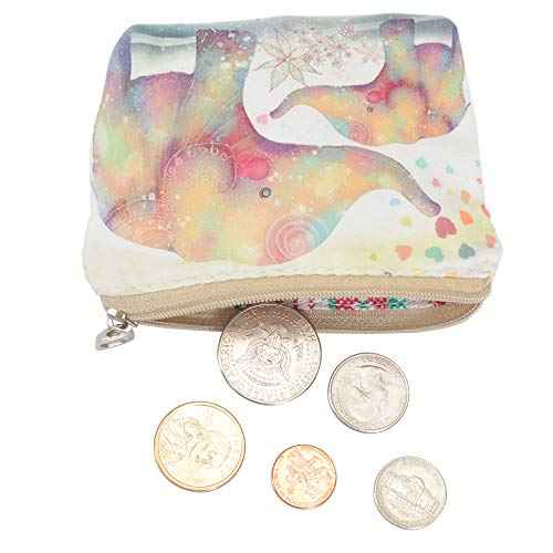 Women and Girls Cute Fashion Coin Purse Wallet Bag Change Pouch Key Holder - color: Mother Love Elephant