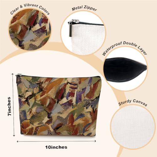 Vintage Abstract Makeup Bag, Boho Decor Makup Pouch Cosmetic Bags for Women - color: Cubist Abstract Color Block 994