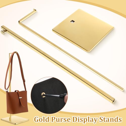 Maitys 4 Pack Purse Display Stands - Adjustable Height Handbag Display Stand Metal Bag Rack Handbag Stand Holder Single Hanging Hook Bag Stands for Boutique Store (Gold) - color: Gold