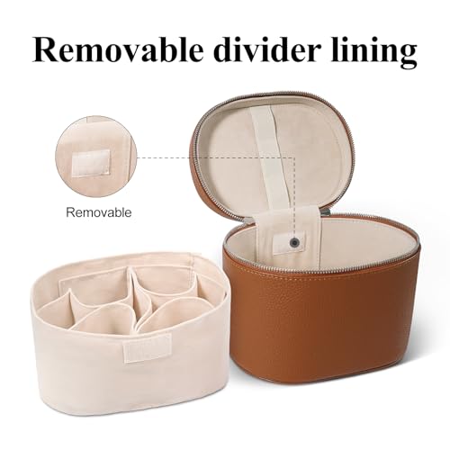 honitty Makeup Bag, Travel Make up Case with Compartments and Handle, Portable Cosmetic Organizer Bags,Toiletry Bag for Women - color: brown(7.6*5.5*6 in), size: M(7.6*5.5*6 in)