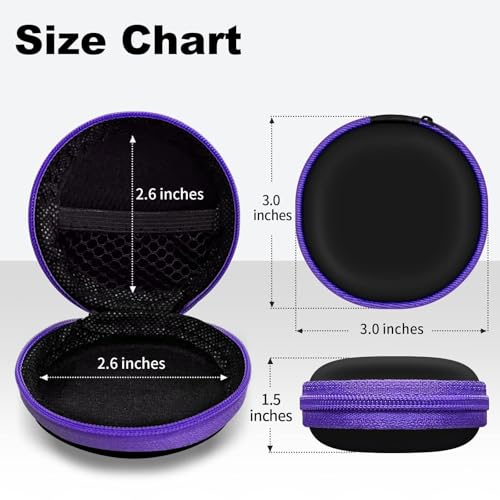 Round Earbud Case Portable EVA Carrying Case Storage Bag Cell Phone Accessories Organizer with Carabiner for Earphone, Earbud, Earpieces, SD Memory Card, Camera Chips,Black - color: C1-Round Black