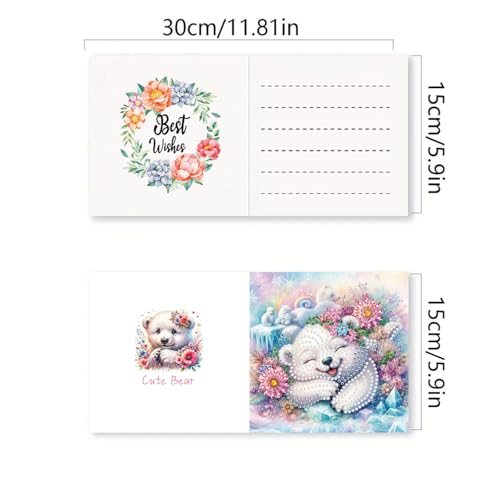 DDGYP 6 Pack Diamond Art Cards with Envelopes, 5.9x5.9 Inch Folded - color: Bear