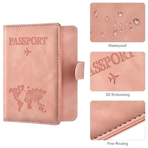 Eoehro Passport Holder for Travel Essentials, Passport Wallet Cover Case for Travel Must Haves Accessories,Passport Book Holders for Women and Men(light pink) - color: light pink, style: Magnetic Clasp
