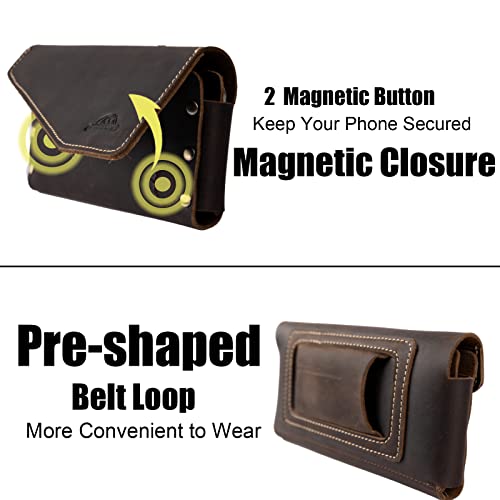 Topstache Leather Phone Holster for iPhone 17/16/15 Pro Max, Galaxy S25/S24 Ultra - Belt Loop Cell Phone Case - Leather Card Holder Wallet Belt Pouch - Fit Protective Case on, XL,Darkbrown - color: Belt Loop-Darkbrown, size: X-Large