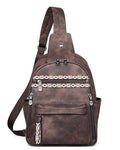 Large Sling Bag for Women, Designer 10L Leather Crossbody Purse | Anti Theft Sling Backpack, RFID Fanny Packs for Travel, Ideal for Vacation Walking Daily Errands - color: Coffee Brown Retro Style
