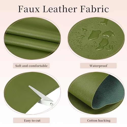 uxcell Marine Vinyl Fabric, 54 Inch 1 Yard Upholstery Faux Leather Soft Waterproof Sheets Fabric for Crafts DIY Sewings Sofa Wallets Handbag Car, Green - color: Green