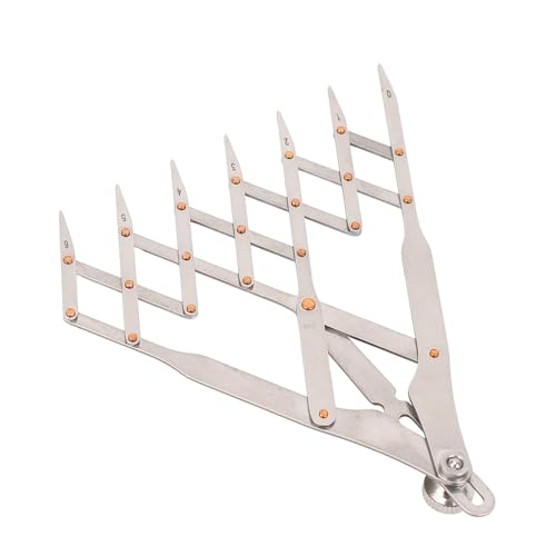 Equal Distance Measuring Ruler, Stainless Steel Equidistant Ruler, Equal Space Divider with 5 Teeth (No Lock) or 7 Teeth (with Lock) Leather Belt Sewing Gauge for Craft Pleat Button Spacing Grommet - size: 7 Teeth with Lock Function