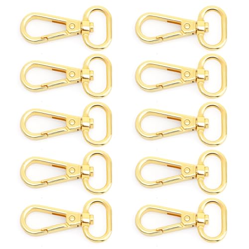 CRAFTMEMORE 10 Sets Gold Finish Snap Hook Lobster Clasp Swivel Push Gate Fashion Clip with D Ring Craft FSD1 (3/4 Inch) - color: Gold, size: 3/4 inch