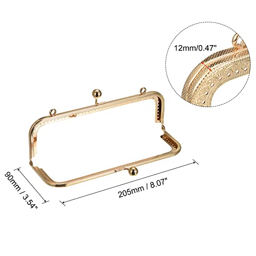 uxcell Metal Purse Frames - 8.07" 4Pcs Kiss Lock Clasp Frame Rectangle Embossed Clutch Frame Handles for Coin Purse Sewing Bag Making DIY Craft, Gold Tone - color: Gold Tone