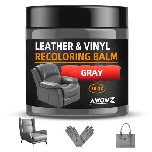 Leather Recoloring Balm - Scratch Repair & Color Restore Kit for Faded Leather, Leather Couch & Car Seats - 10OZ Leather Restorer Balm for Furniture, Auto Interior, Vinyl, Accessories (Gray) - color: Gray, size: 10 OZ