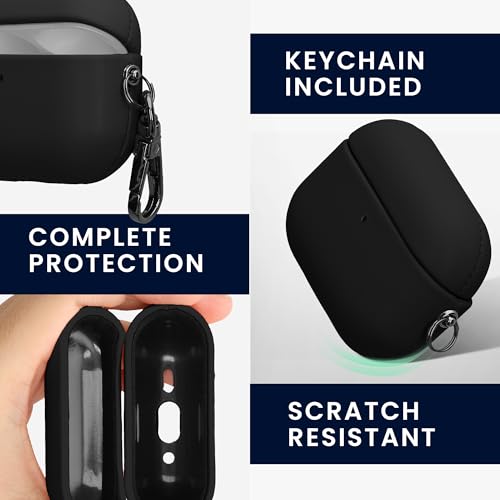 kwmobile Faux Leather Case for Apple Airpods Pro 3 Charging Case – Slim Protective Cover – Earbuds Travel Pouch – Black - color: black