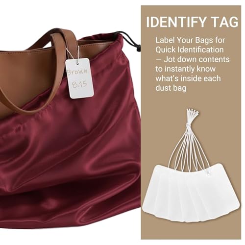 Q&J Fabric Co. 6 Pack Satin Dust Bags for Purses and Handbags - Purse Storage Organizer with Drawstring, Dustproof Travel Storage Pouches for Handbags, Shoes, Boots & Clothes (15.7"x19.7", Burgundy) - color: Burgundy, size: 15.7"x19.7"
