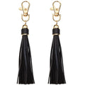 Penta Angel 2Pcs 5.9'' Large PU Leather Tassel with Lobster Swivel Keychain Pendant for Handbag Backpack Jewelry Making (Black) - color: Black