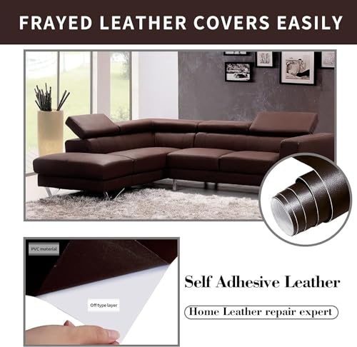 Leather Repair Patches, Self Adhesive Vinyl for Couches Furniture - color: Dark Brown, size: 17X79 inch