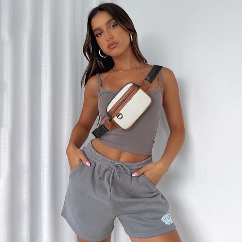 Leresas 2L Fanny Pack for Women Belt Bag Waist Purse Vegan Leather Fanny Pack Travel Waist Pouch Brown with Black - color: BBW