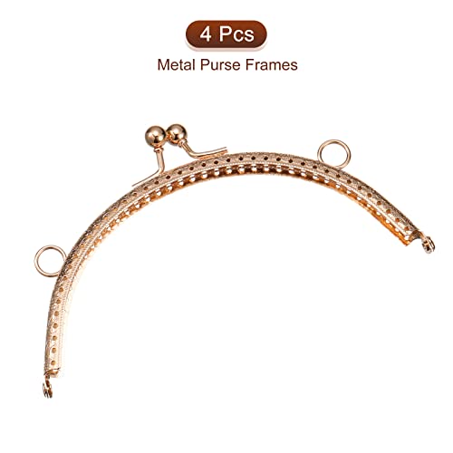 uxcell 4pcs Metal Purse Frame, 6" Kiss Lock Clasp Frame Rectangle Embossed Clutch Frame Handles for Coin Purse Sewing Bag Making DIY Leather Craft, Gold - color: Gold, size: 6"