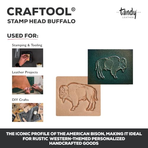 Tandy Leather Craftool Buffalo 3D Stamp - Buffalo Leather Stamp Tool for Western Tooling, Leathercraft, and Custom Handmade Designs - Leather Stamp for Wallets, Belts, Bags, Keychains