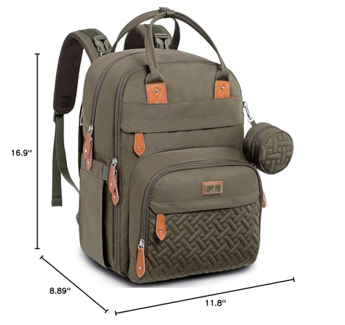 BabbleRoo Diaper Bag Backpack - Baby Essentials Travel Tote - Multi Function Water Resistant Diaper Bag, Travel Essentials Baby Bag with Changing Pad, Stroller Straps & Pacifier Case - Army Green - color: Army Green, size: Large